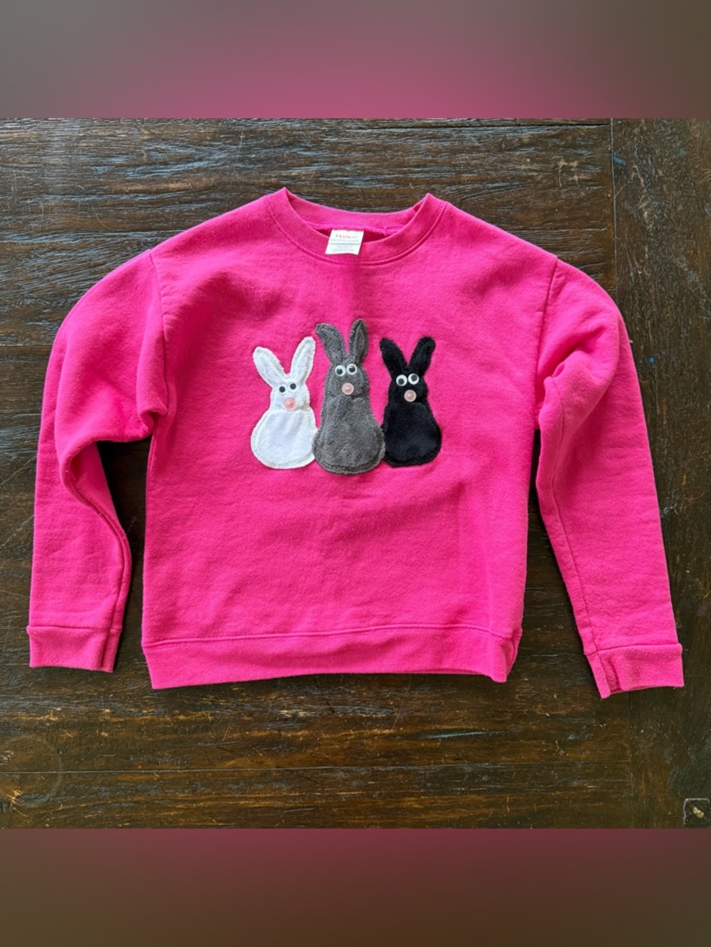 Hanes Ecosmart Crew Neck Sweatshirt Bunny Appliqué Youth M/L (10-12)
